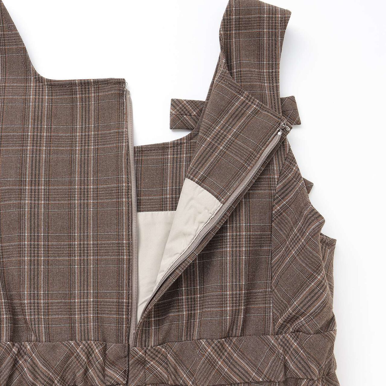 Twin Ribbon Jumper Skirt,Brown, large image number 8