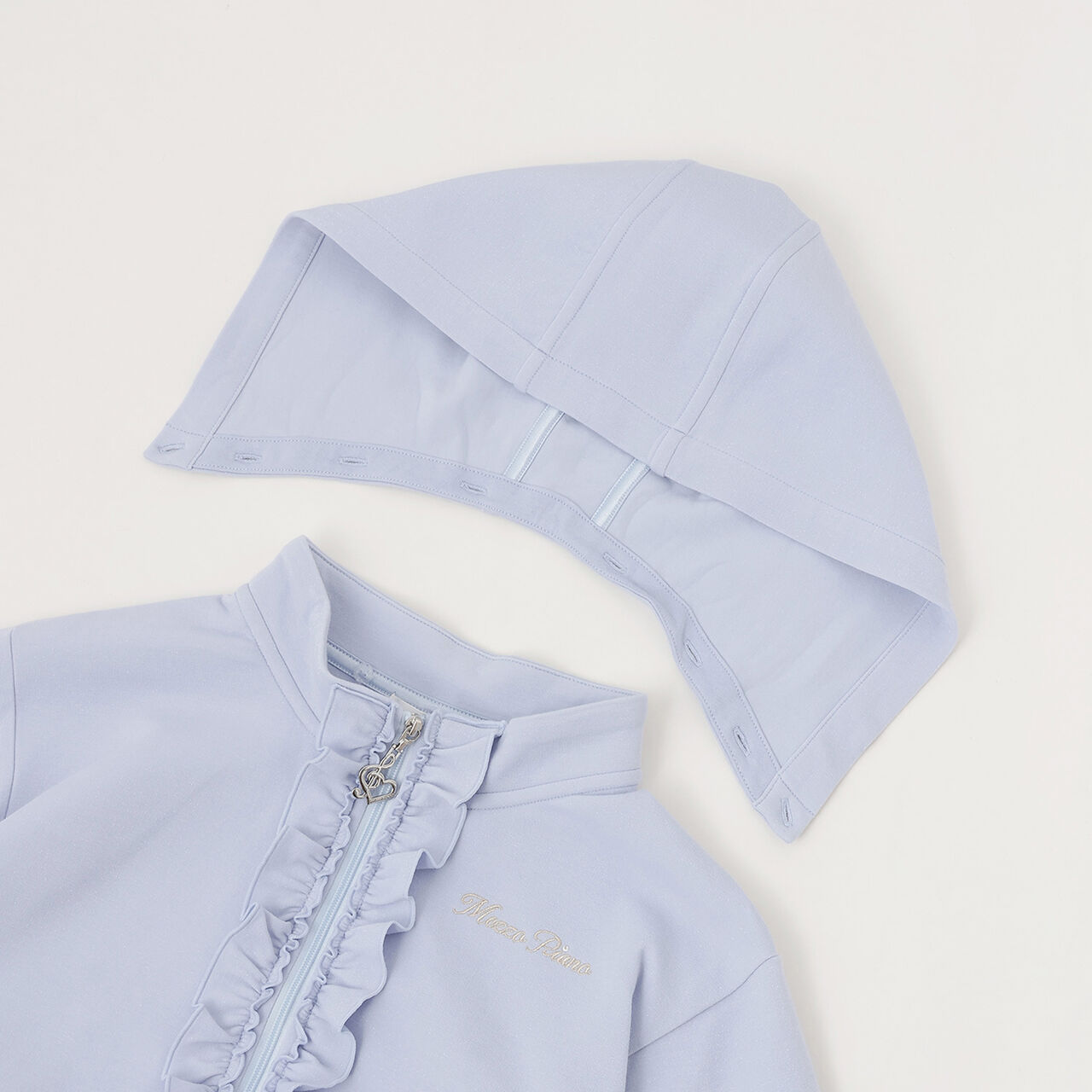 Lame Double-Knit Frill 3WAY Bomber Jacket,Sax blue, large image number 7