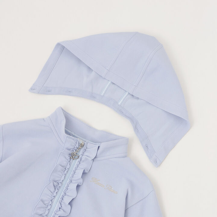 Lame Double-Knit Frill 3WAY Bomber Jacket,Sax blue, medium image number 7