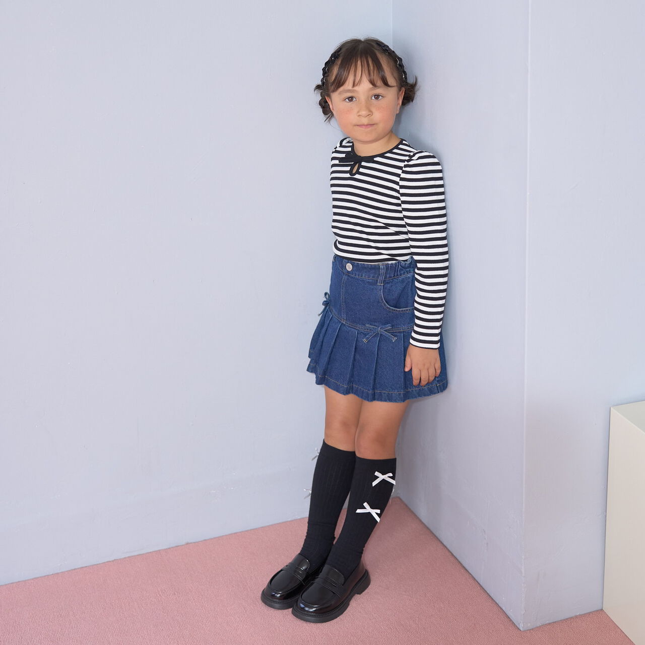 [Mini Length] Bi-Color Ribbon Ribbed Top,Blue gray, large image number 10