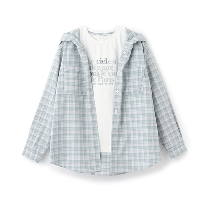 Long Sleeve Shirt Parka + Long Sleeve T-Shirt Set,Blue gray, medium image number 9