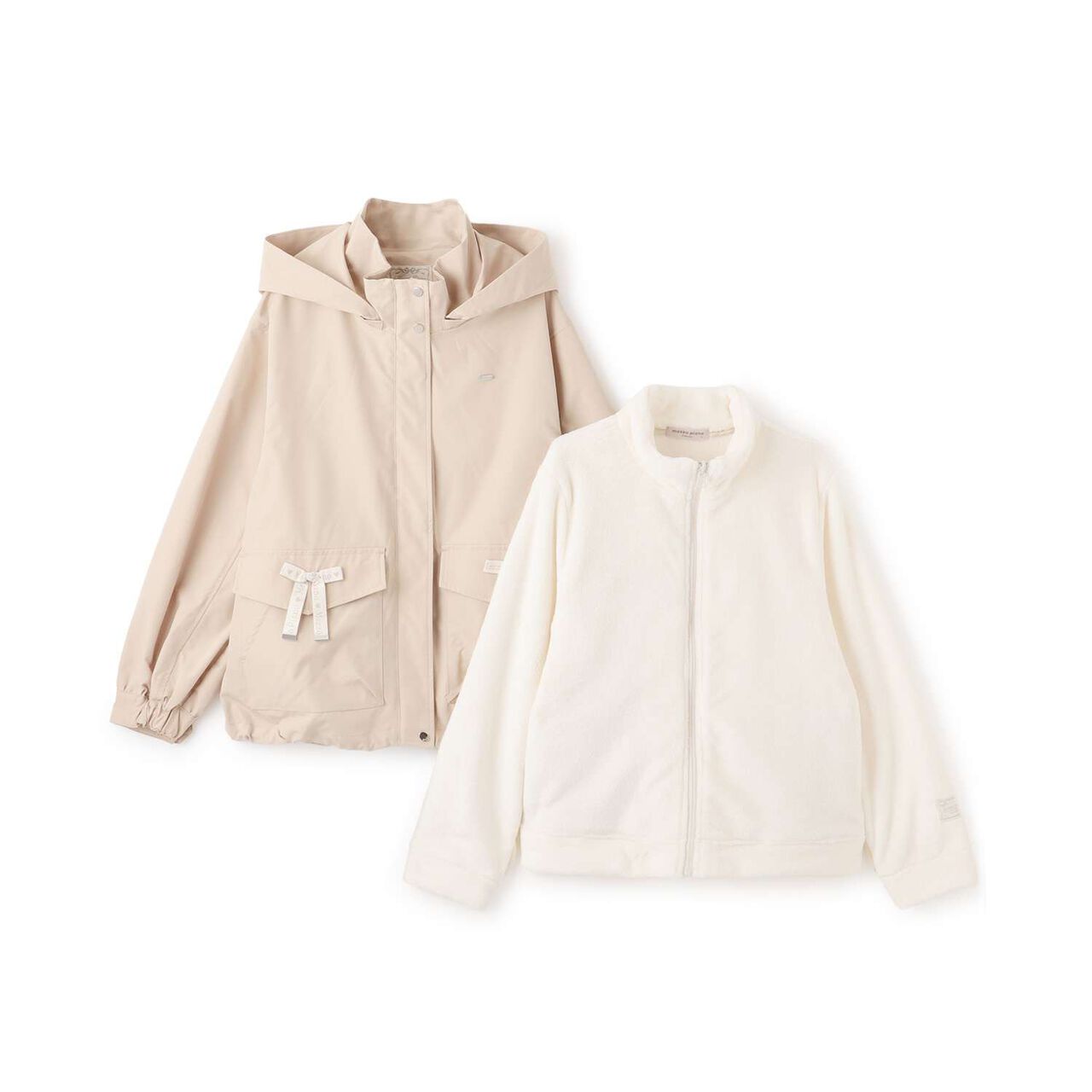 Water-Repellent Logo Ribbon 3-Way Mountain Parka,Beige, large image number 2