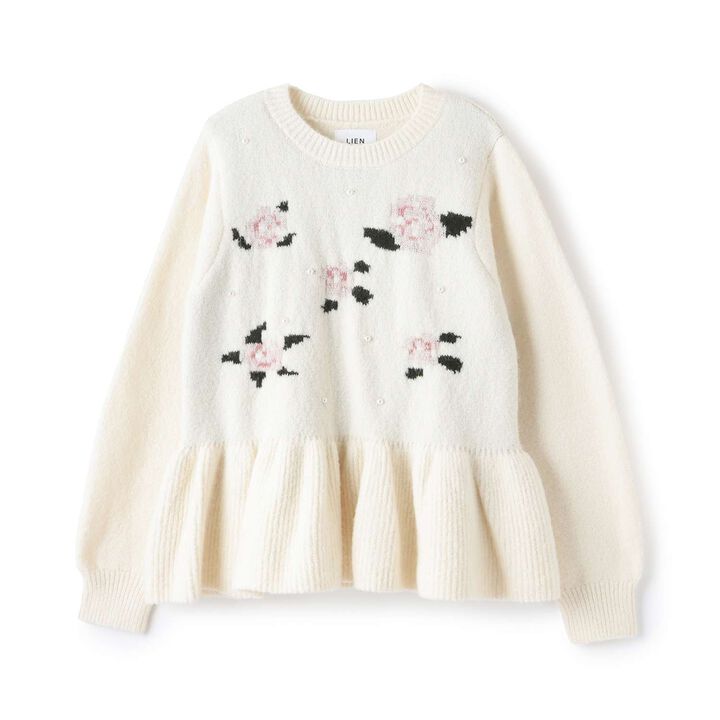 Fluffy and Soft Floral Pearl Knitwear,, medium