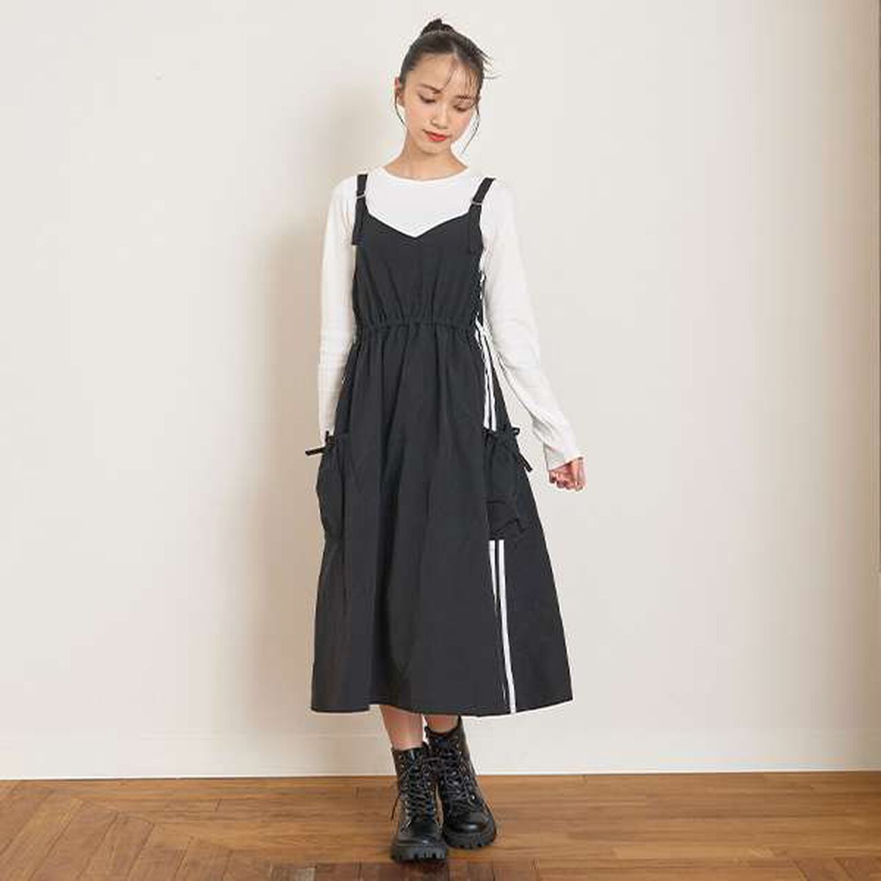 [LTXC] Line Jumper Skirt Inner Wear Set,Black, large image number 8