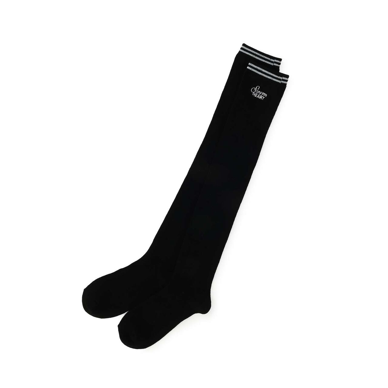 Line Logo Knee-High Socks,Black, large image number 0
