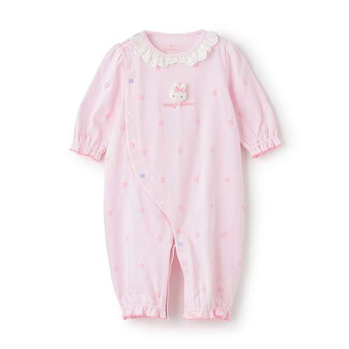 Floral Pattern 2-Way All-in-One with Bunny Embroidery,Light pink, medium image number 2