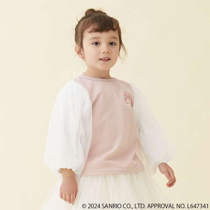 Sanrio Tulle Puff Sleeve 3/4 Long T-Shirt,Off white, medium image number 20