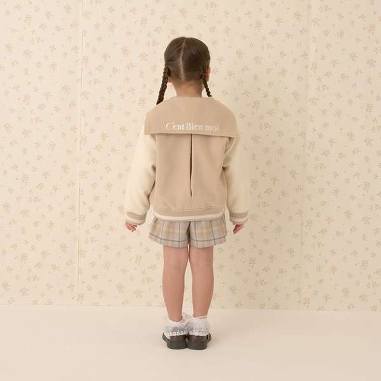 Sailor Collar Varsity Jacket,Beige, large image number 4