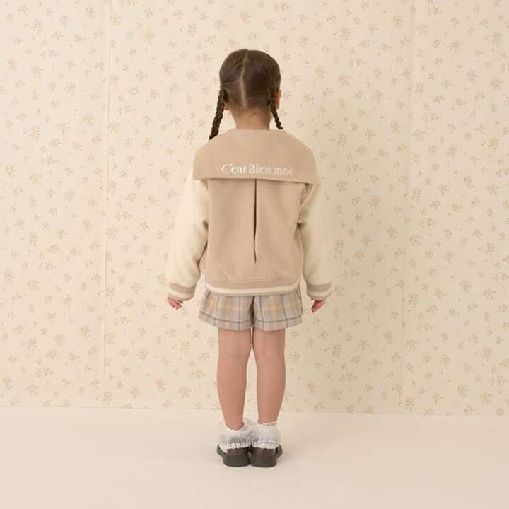 Sailor Collar Varsity Jacket,Beige, medium image number 4