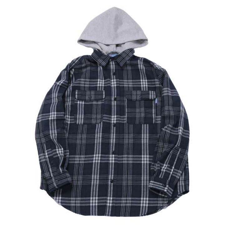 Checkered Shirt with Hood,Navy, medium image number 0
