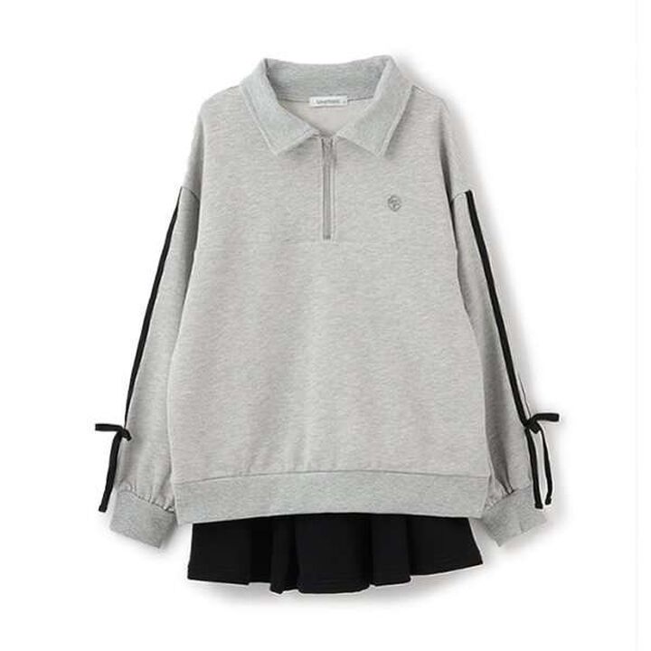 Half-Zip Pleated Set,Top gray, medium image number 3