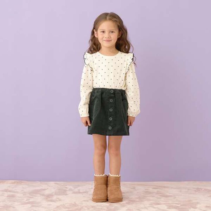 Non-Deforming Frill Sleeve Patterned T-Shirt,Navy, medium image number 14