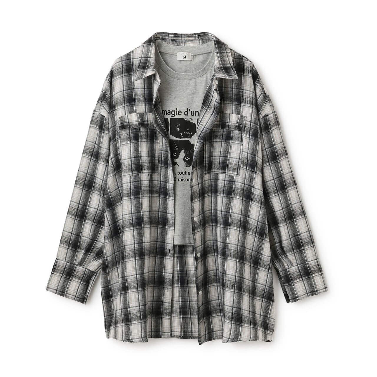 [AMI] Big Shirt &times; Compact T-Shirt Set,Black, large image number 0