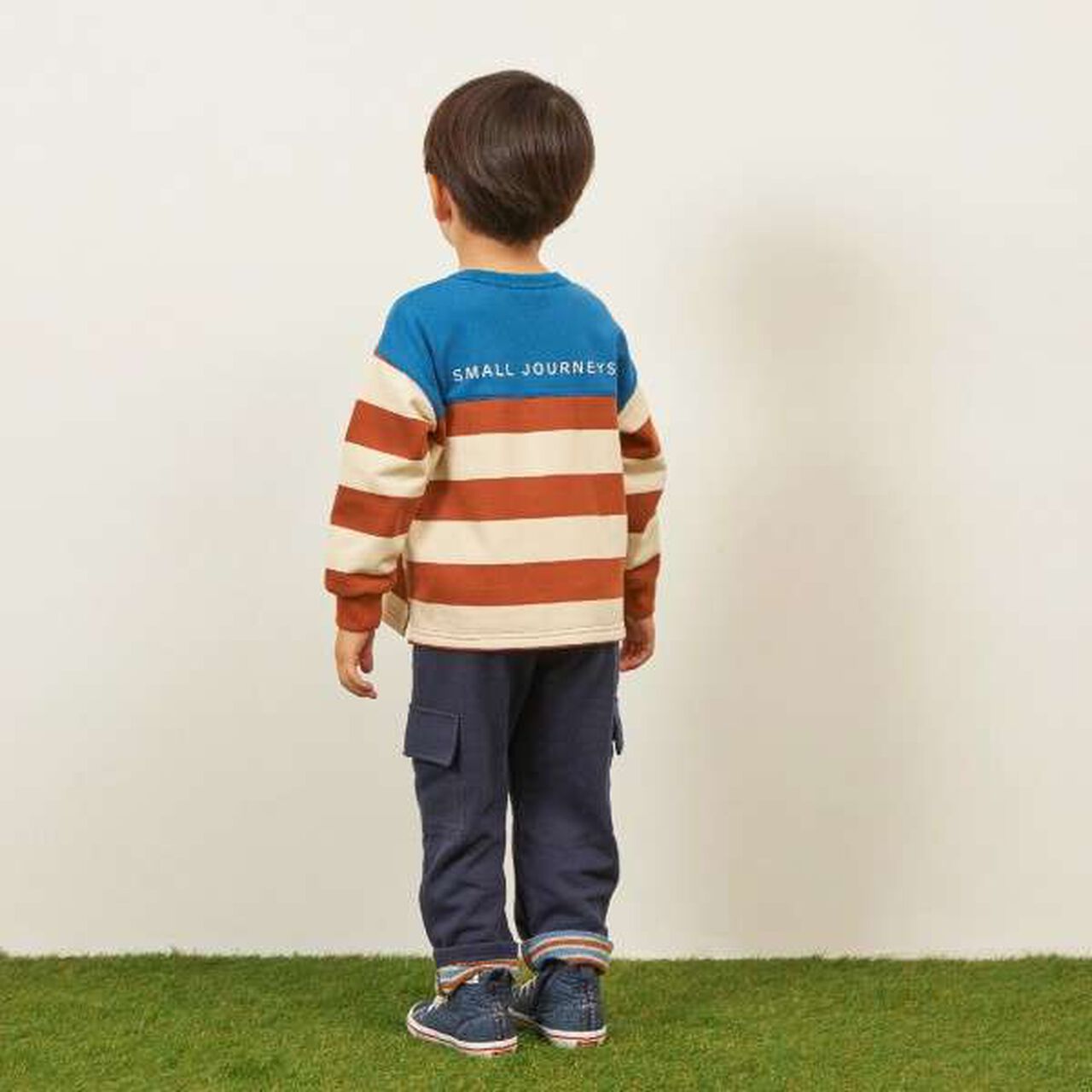 KP Boy Stripe Pattern Color Block Sweatshirt [90-140],Camel, large image number 6