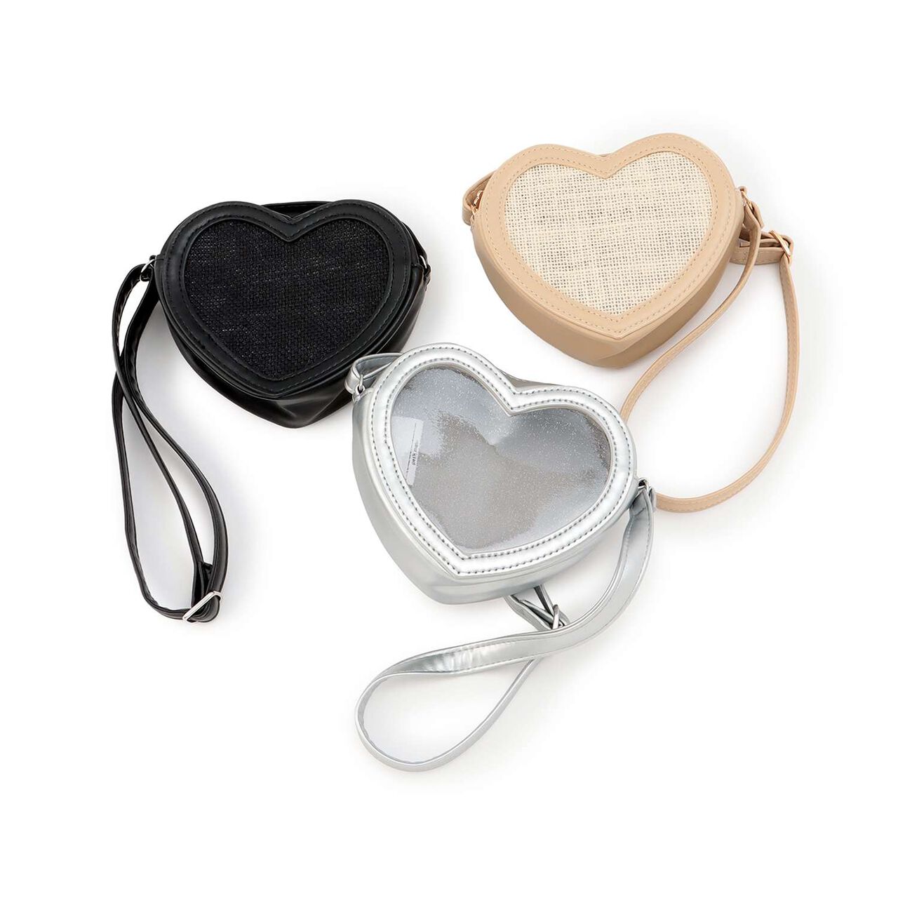 Heart Small Shoulder Bag,Black, large image number 9