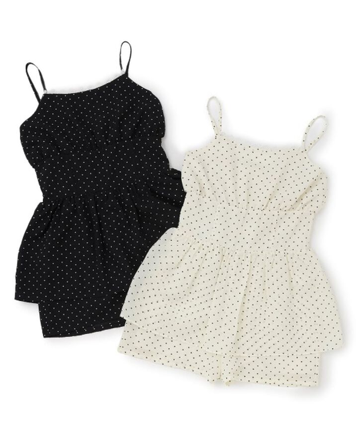 Polka Dot Peplum Mini Overalls,Black, medium image number 14