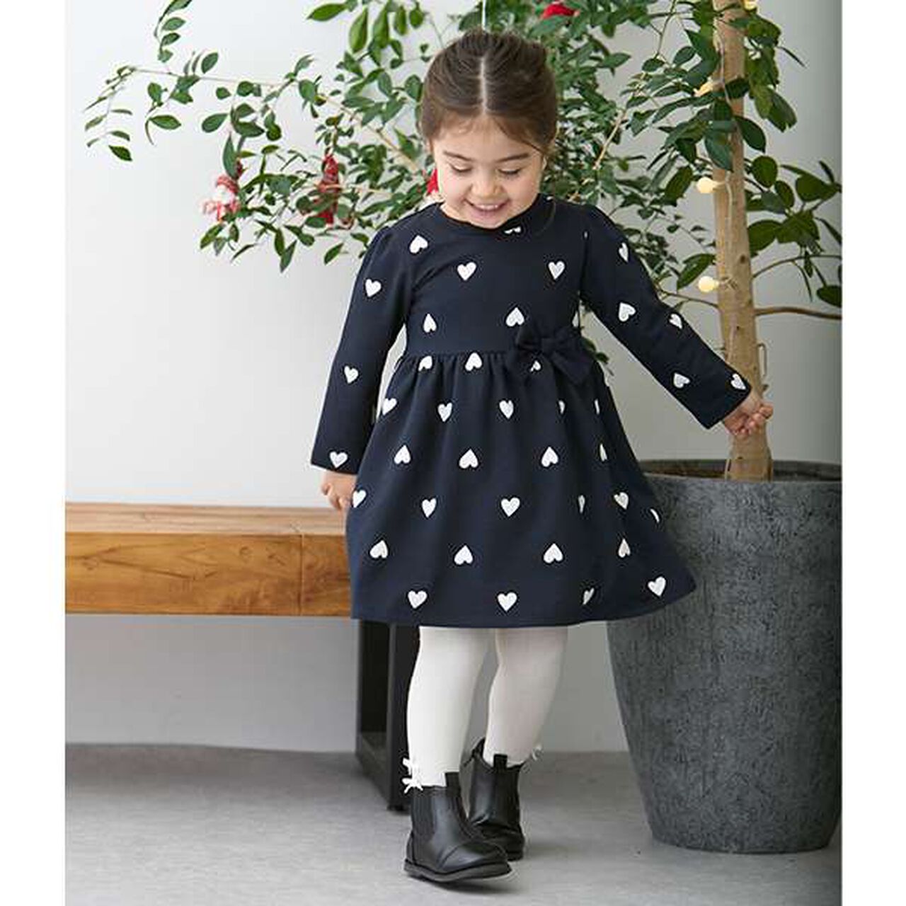 [GOOD PRICE] Fleece One-Piece Dress,Navy, large image number 0