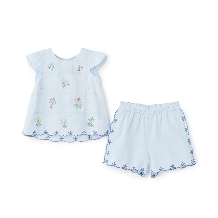 [Link] Indian Cotton Embroidery Outfit Set,Pearl white, medium image number 12