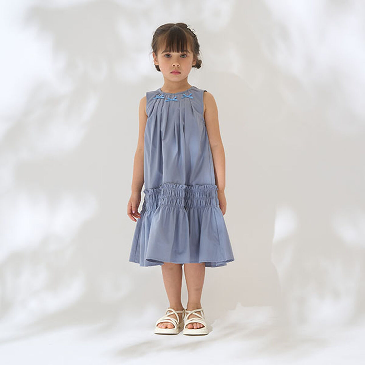 Shirred Tiered One-Piece Dress,Off white, large image number 9