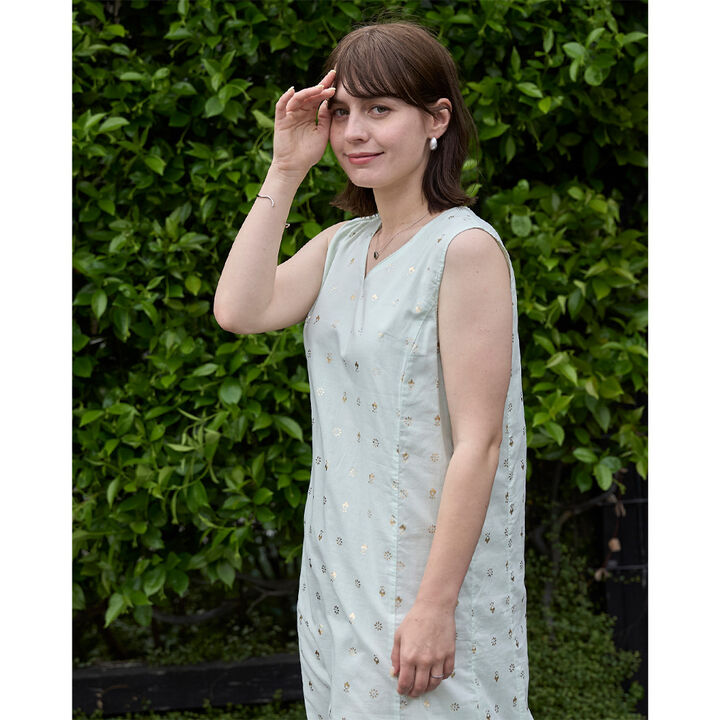 [Link] Foil Print One-Piece Dress,Light pink, medium image number 3