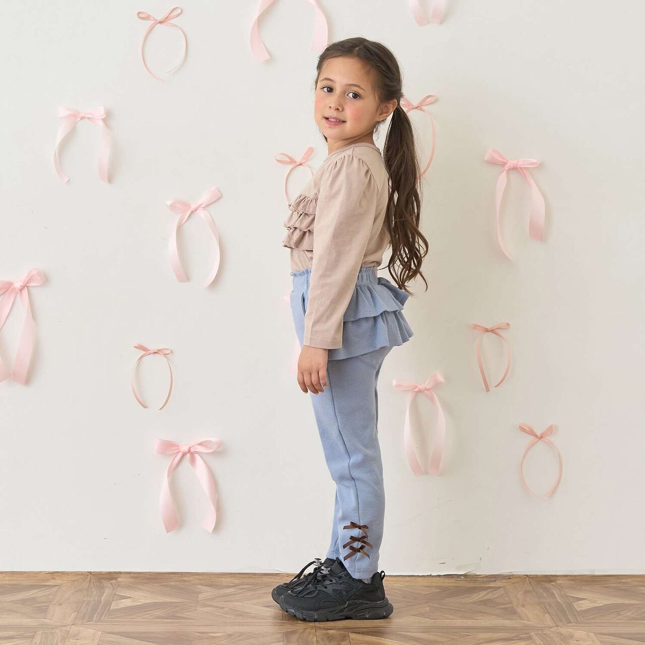 Tomo Pants Back Frill Hem Ribbon Pants,Light gray, large image number 21