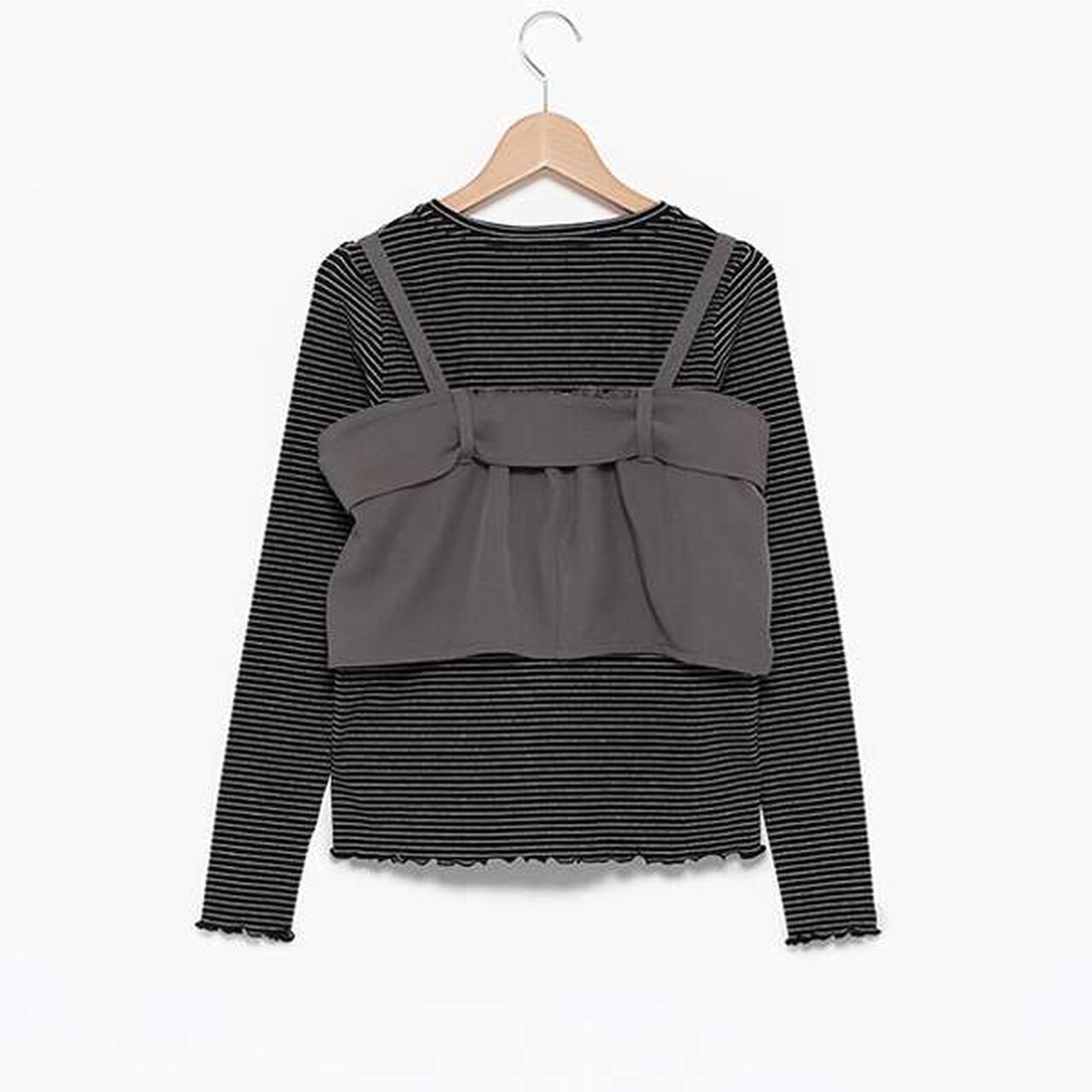 [AMI] Ribbon Bustier Long T-Shirt Set,Charcoal gray, large image number 1