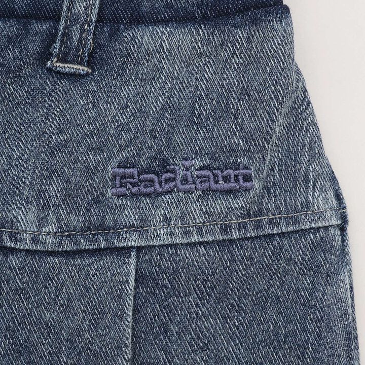 [With Belt Loops] Denim-Look Pleated Skirt,Blue, medium image number 10