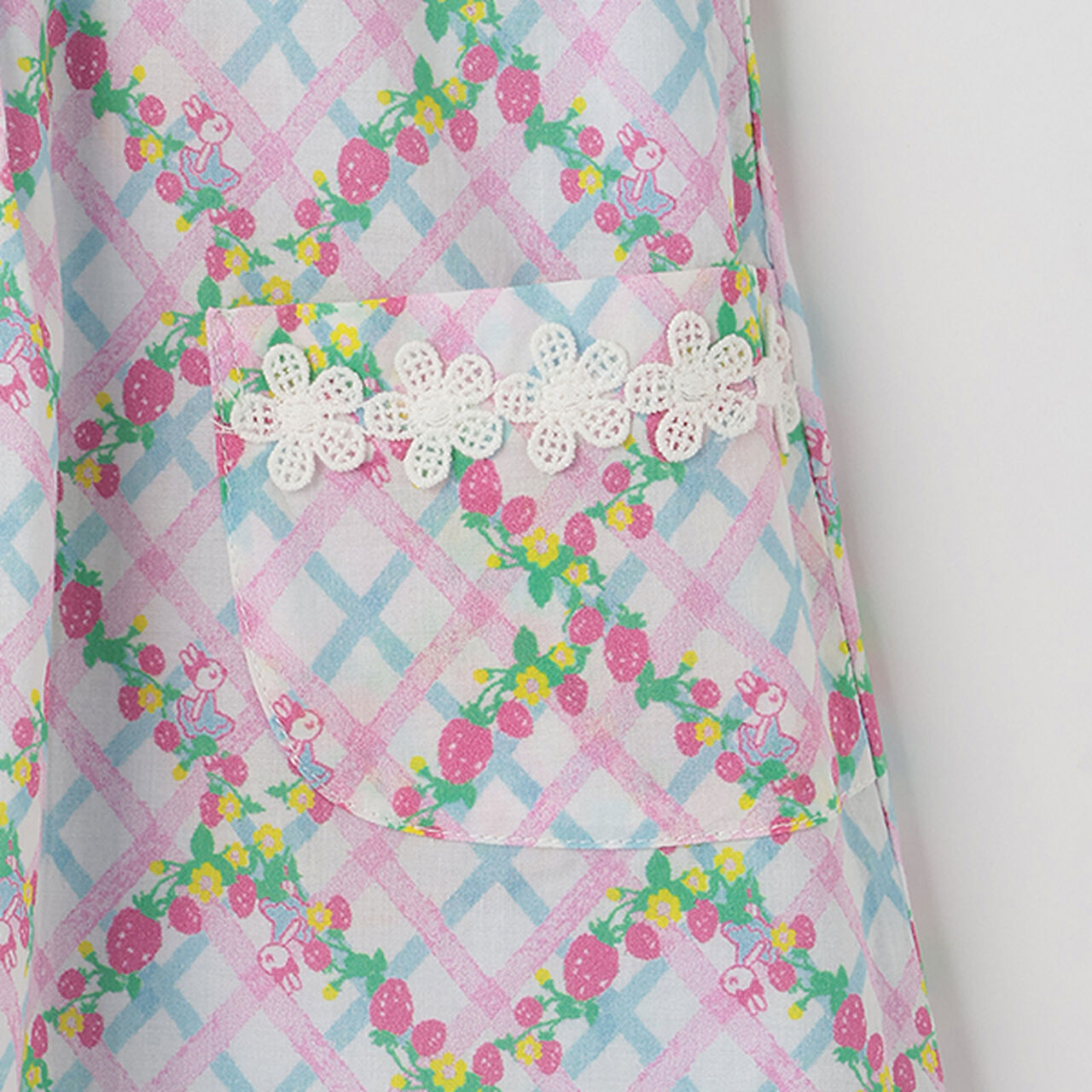 Strawberry Pattern Reversible Jumper Skirt,Sax blue, large image number 2