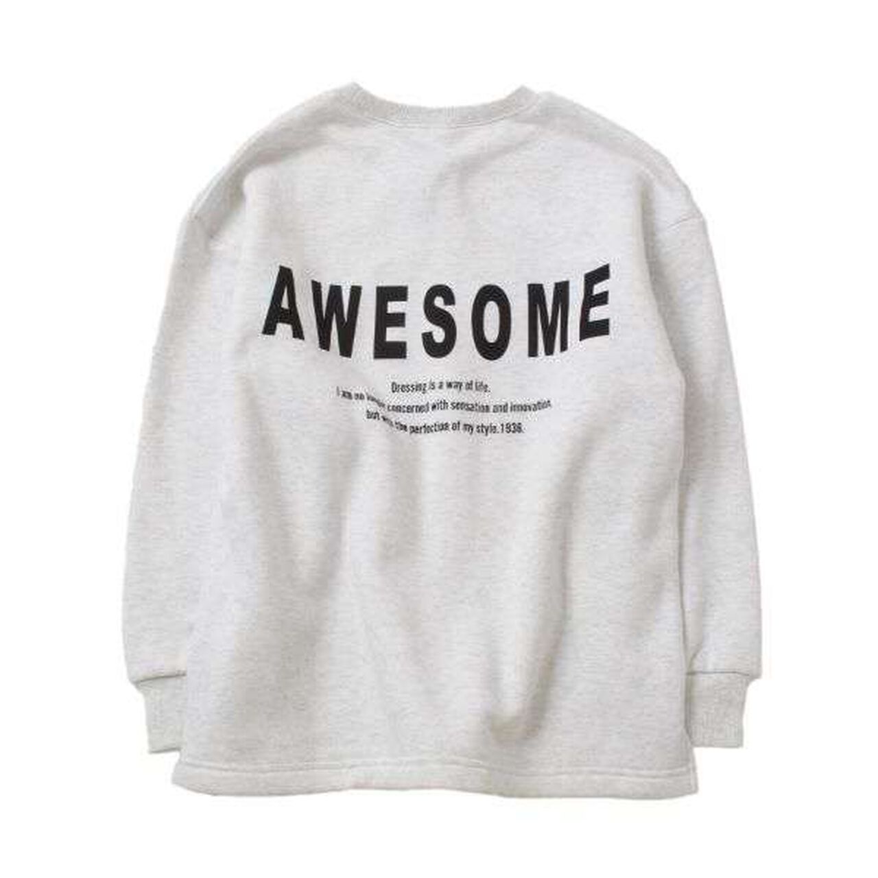 Wool Lined Back Print Sweatshirt,Milky white, large image number 7