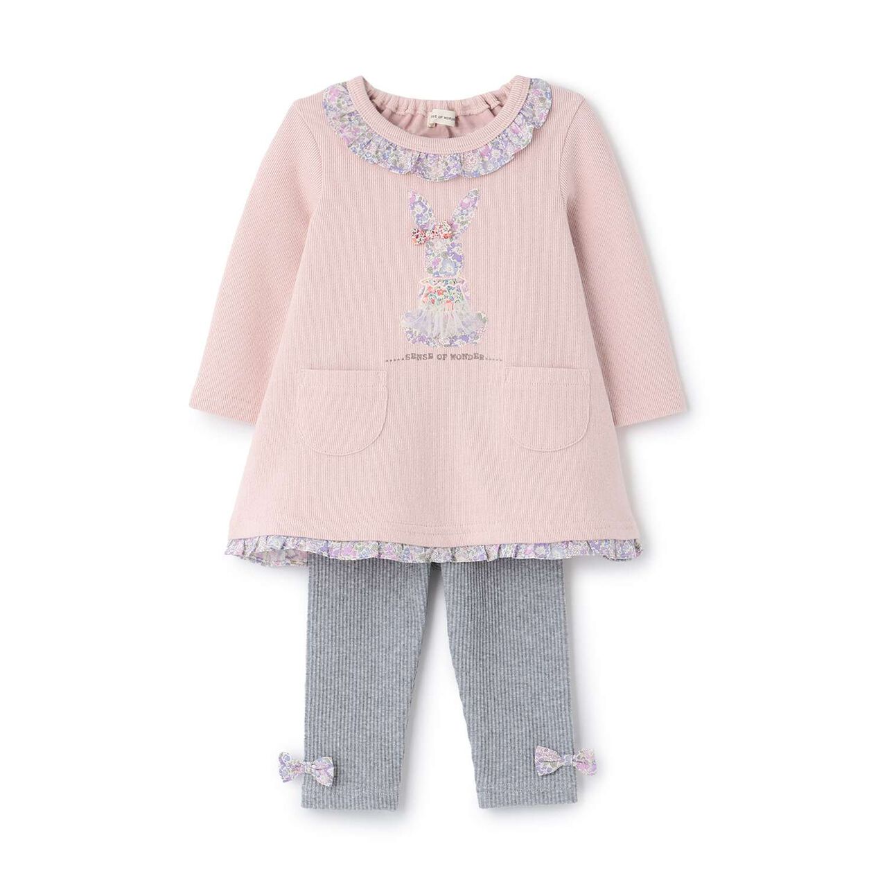 Liberty Appliqu&eacute; Rabbit One-Piece Dress Set,Pink, large image number 0