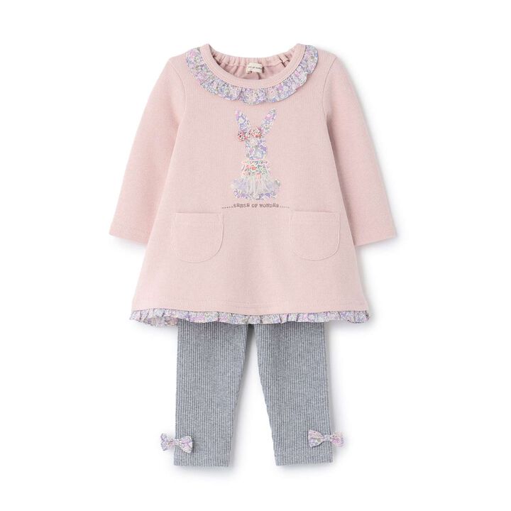 Liberty Appliqu&eacute; Rabbit One-Piece Dress Set,Pink, medium image number 0