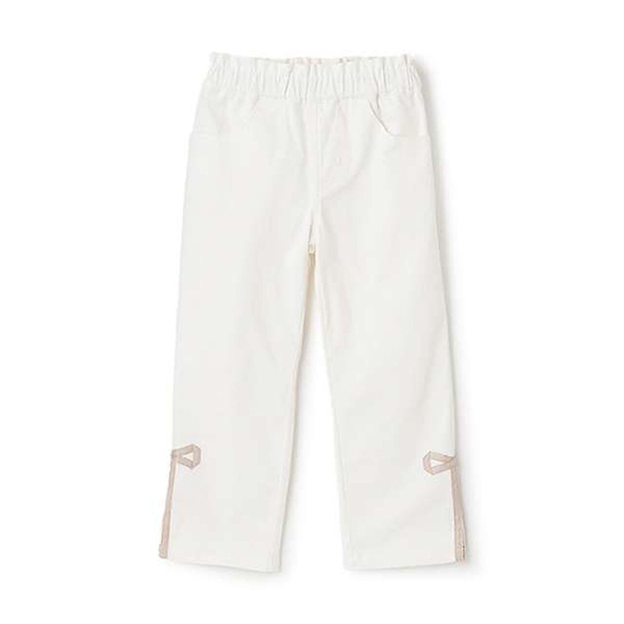 Decorative Ribbon Side Slit Stretch Pants,Ivory, large image number 1