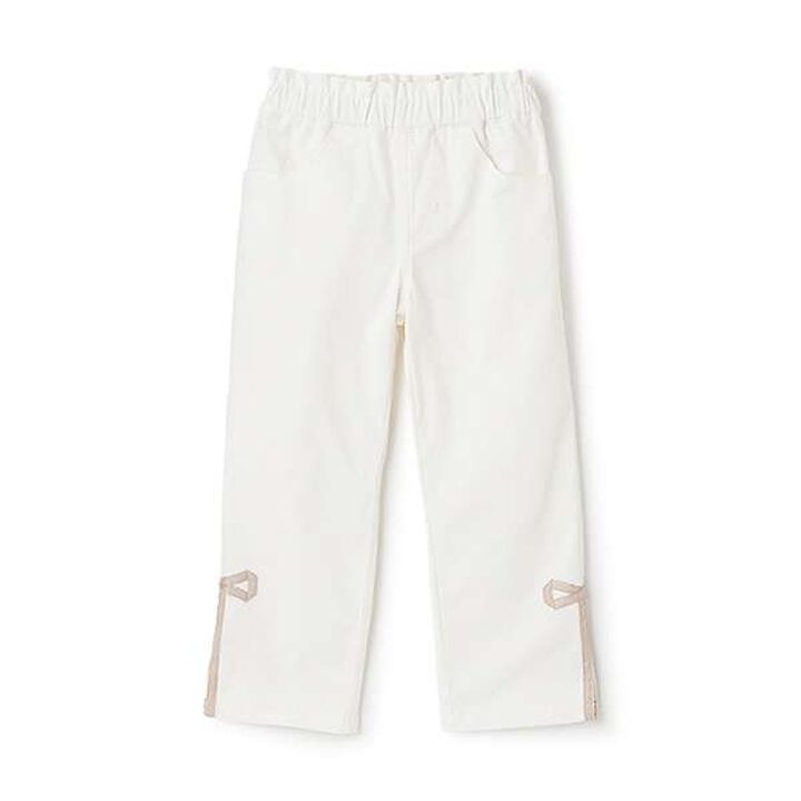 Decorative Ribbon Side Slit Stretch Pants,Ivory, medium image number 1