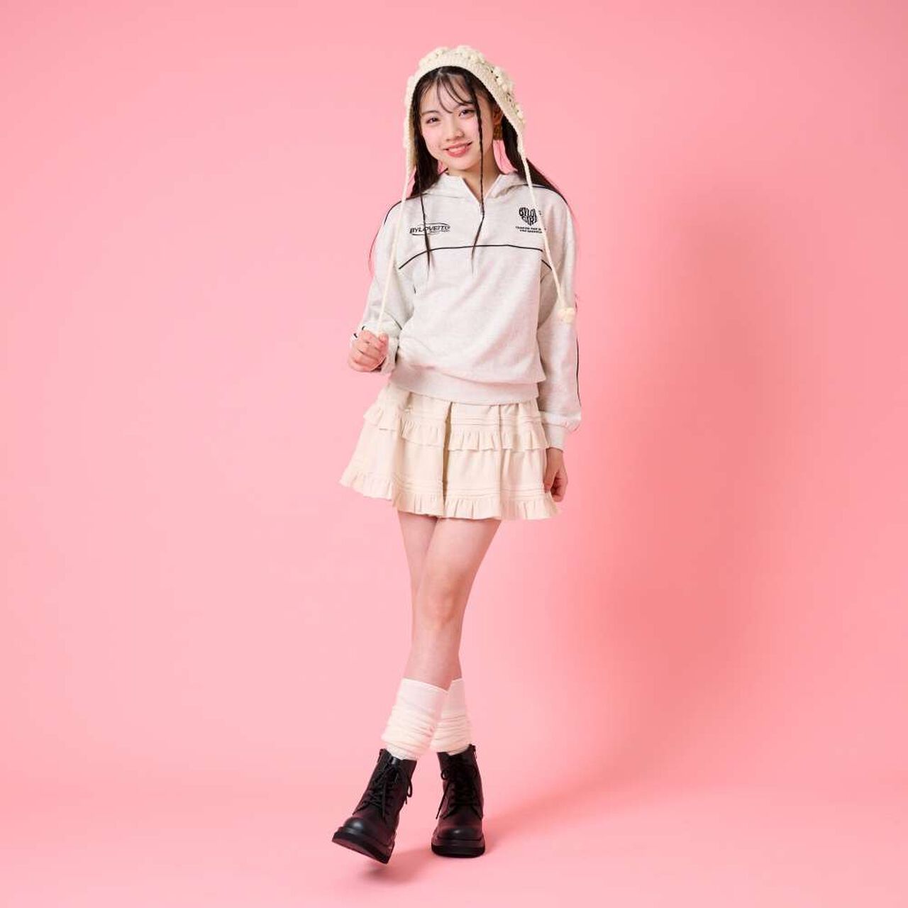 Piping Game Hoodie,Smoke white, large image number 2