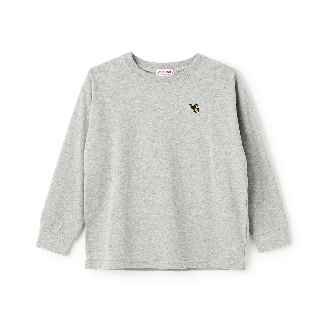 Bear One-Point Long Sleeve T-Shirt,Top gray, large image number 0