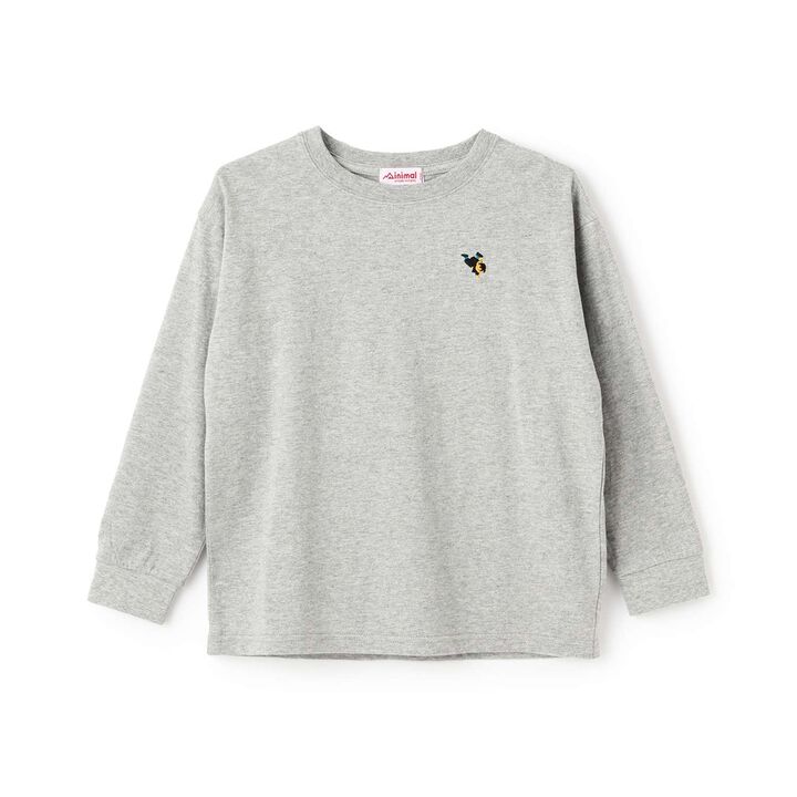 Bear One-Point Long Sleeve T-Shirt,Top gray, medium image number 0