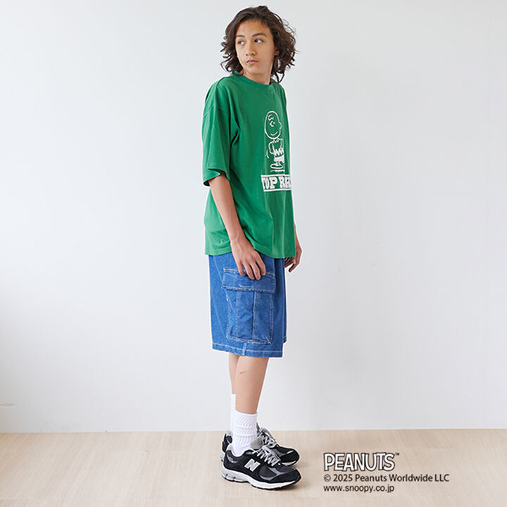 [GLSW.] [PEANUTS] Charlie Brown Top Lock Front Print T-Shirt,Black, medium image number 2