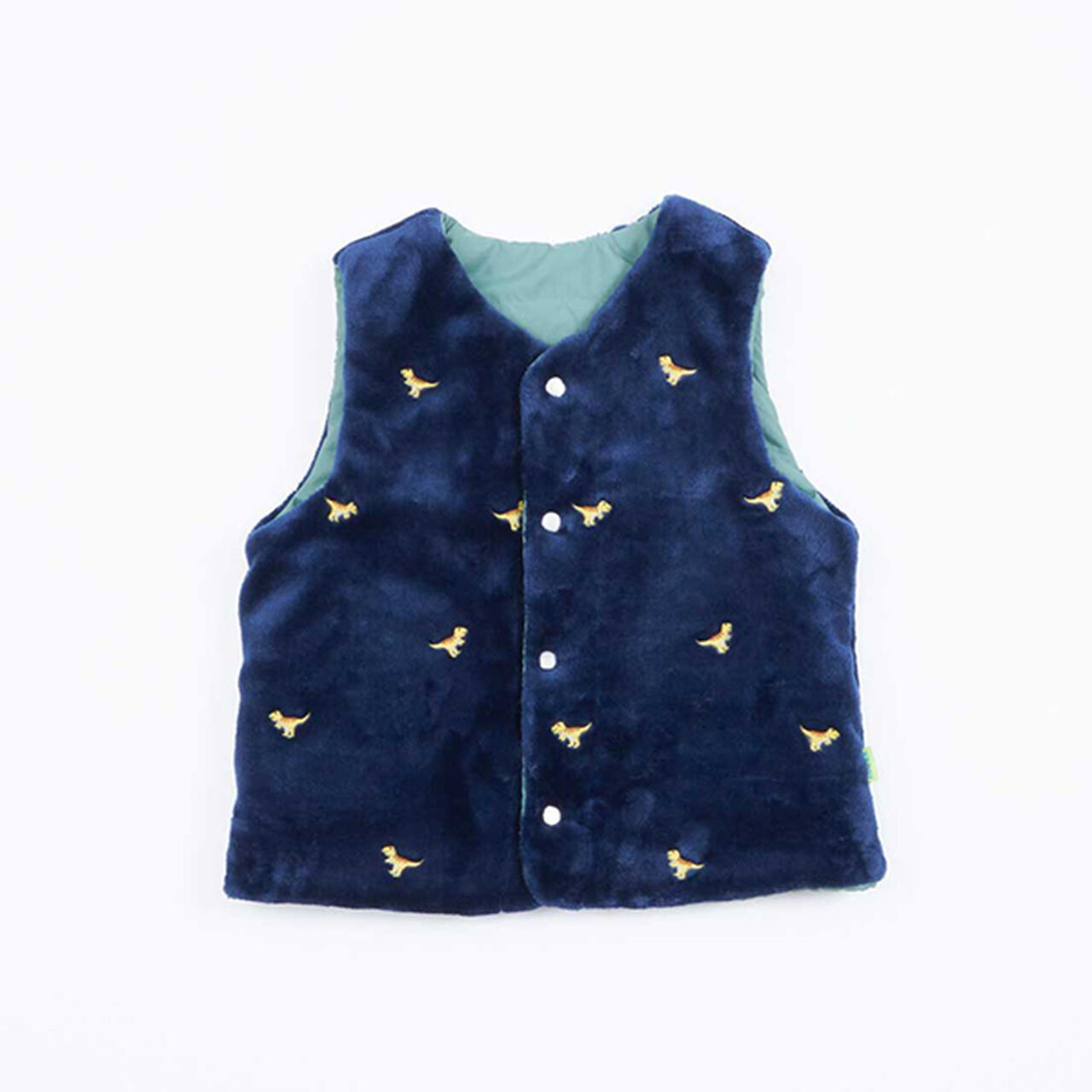 KPBOY Dinosaur Reversible Boa Lined Padded Vest (80-130),Blue, large image number 17