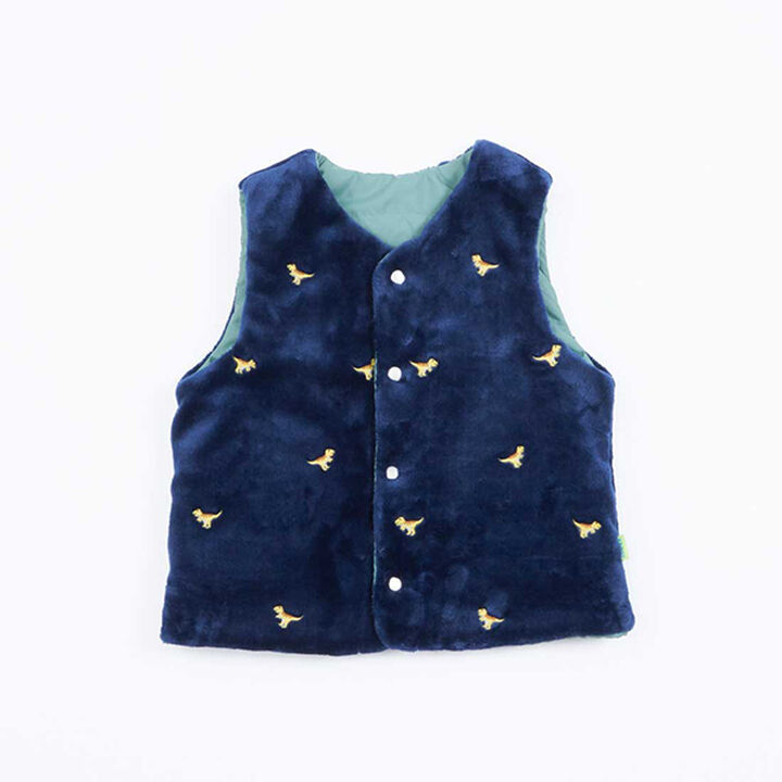 KPBOY Dinosaur Reversible Boa Lined Padded Vest (80-130),Blue, medium image number 17
