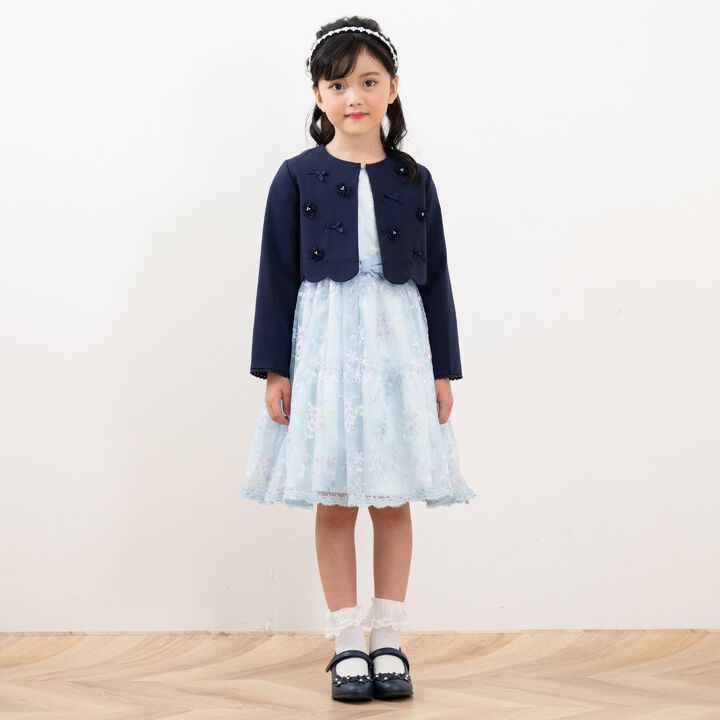 Flower Motif Scalloped Hem Jacket,Navy, medium image number 15