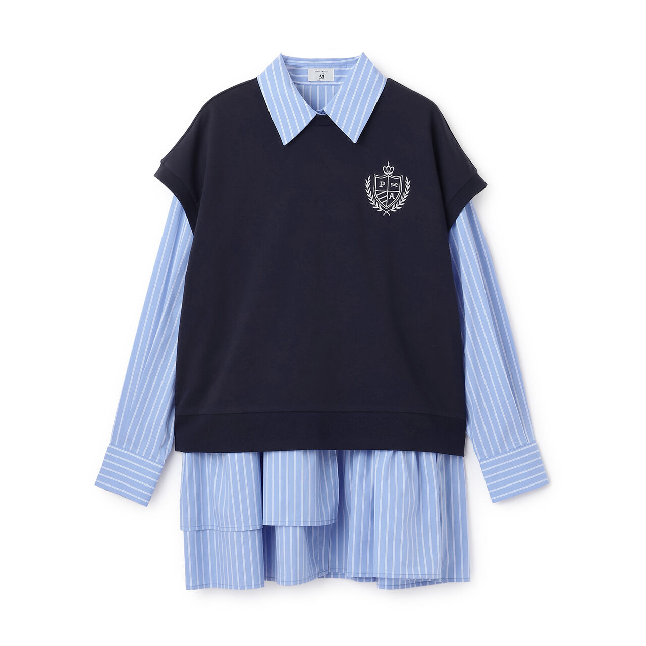 [AMI] Lightweight French Terry Vest × Peplum Shirt Dress,Navy, large image number 12