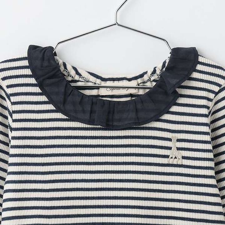 [Made in Japan] Stripe Pattern Long-Sleeve One-Piece Dress,Pink, medium image number 2