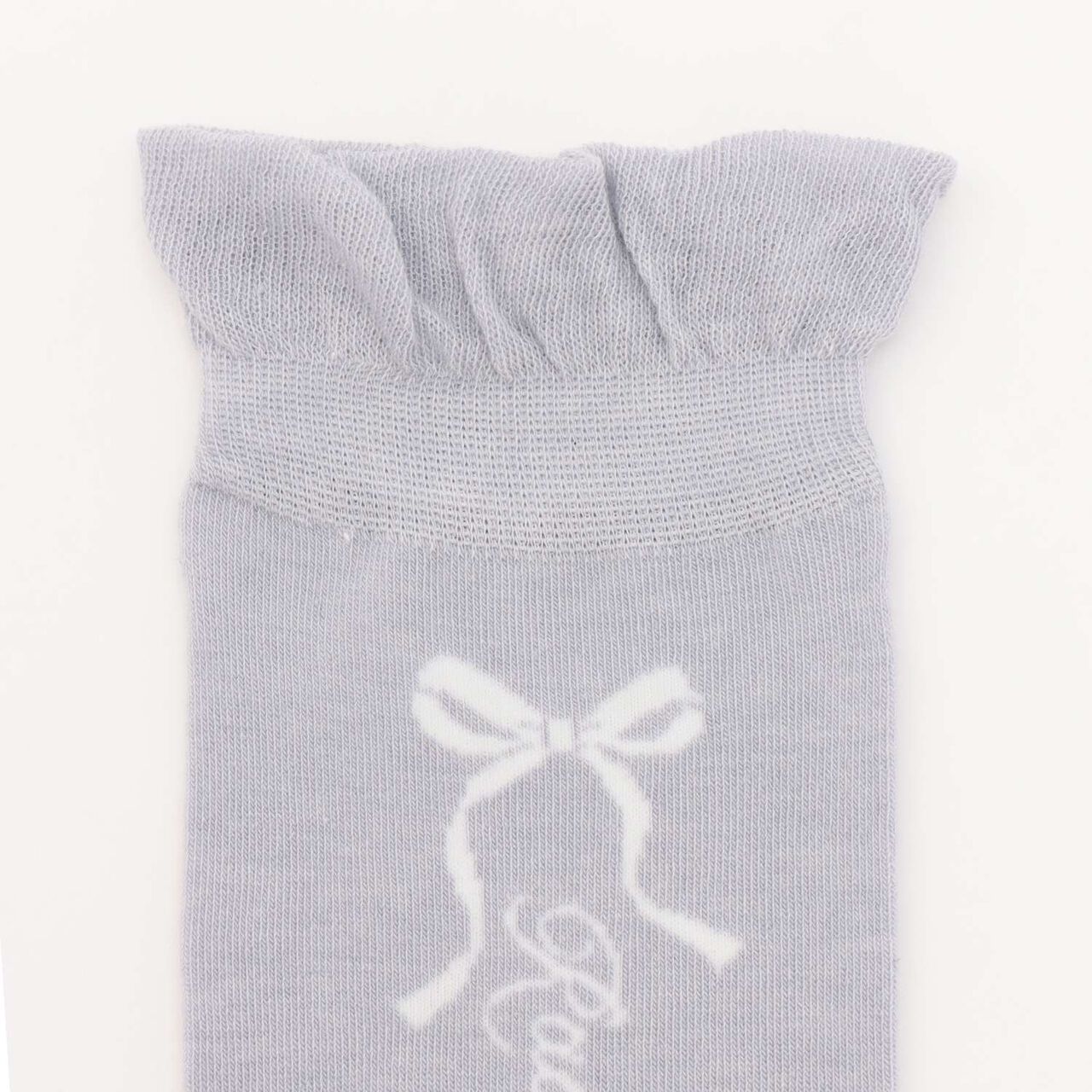Ribbon & Logo Knee-High Socks,Silver gray, large image number 2