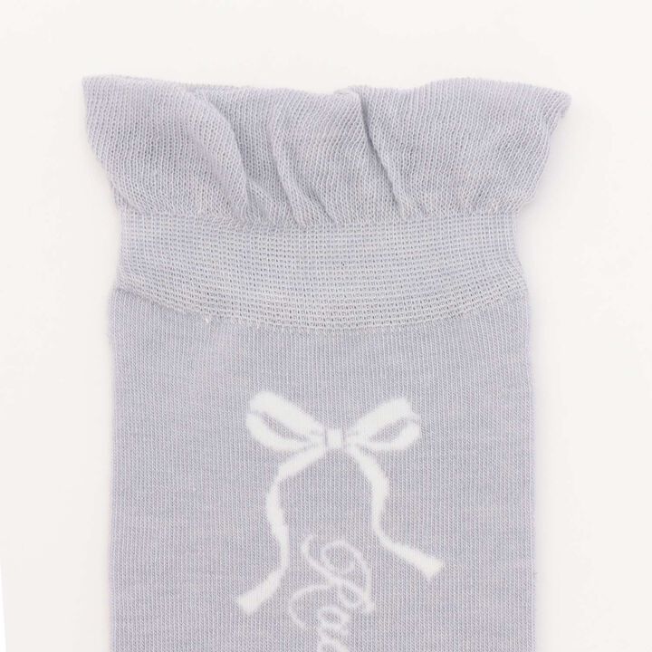Ribbon & Logo Knee-High Socks,Silver gray, medium image number 2