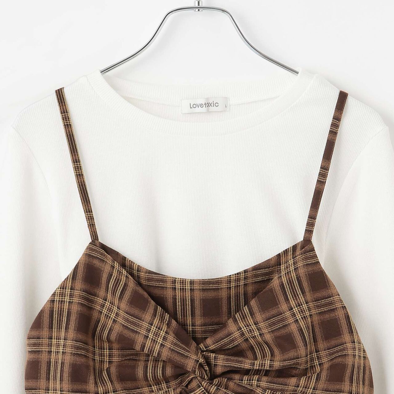 Inner Wear with Hem Checkered Camisole,Black, large image number 7