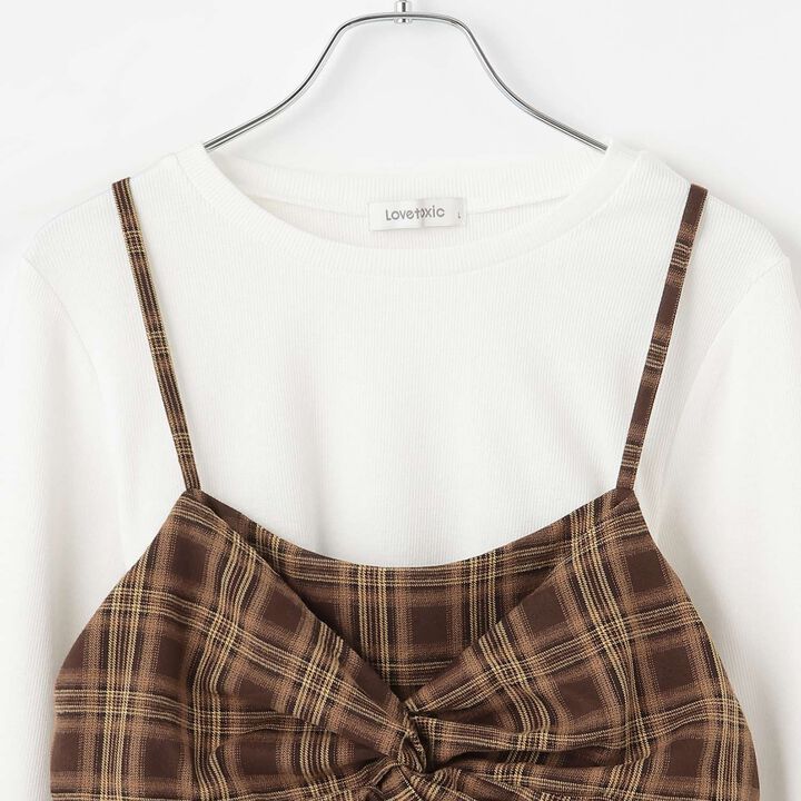 Inner Wear with Hem Checkered Camisole,Black, medium image number 7