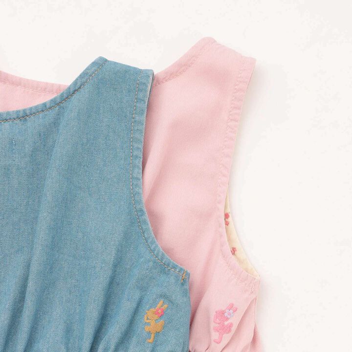 Denim All-Over Print Jumper Skirt,Pink, medium image number 7