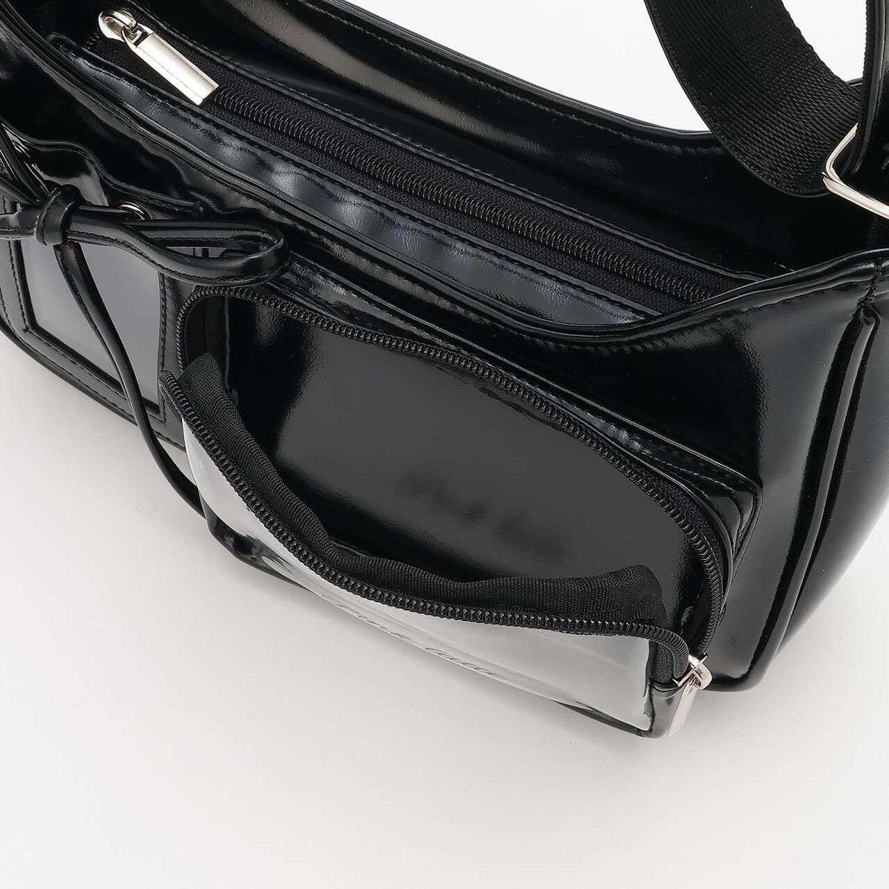 Clear Pocket Shoulder Bag,Black, large image number 7
