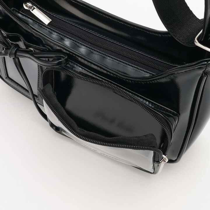 Clear Pocket Shoulder Bag,Black, medium image number 7