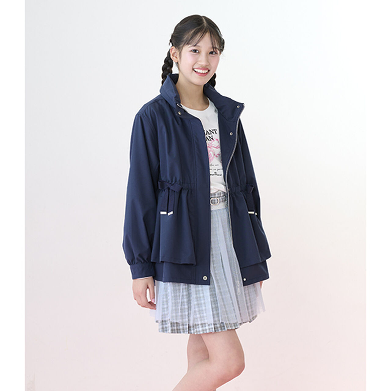 Checkered Box Pleated Skirt-Pants & Tulle Skirt Set,Black, large image number 23